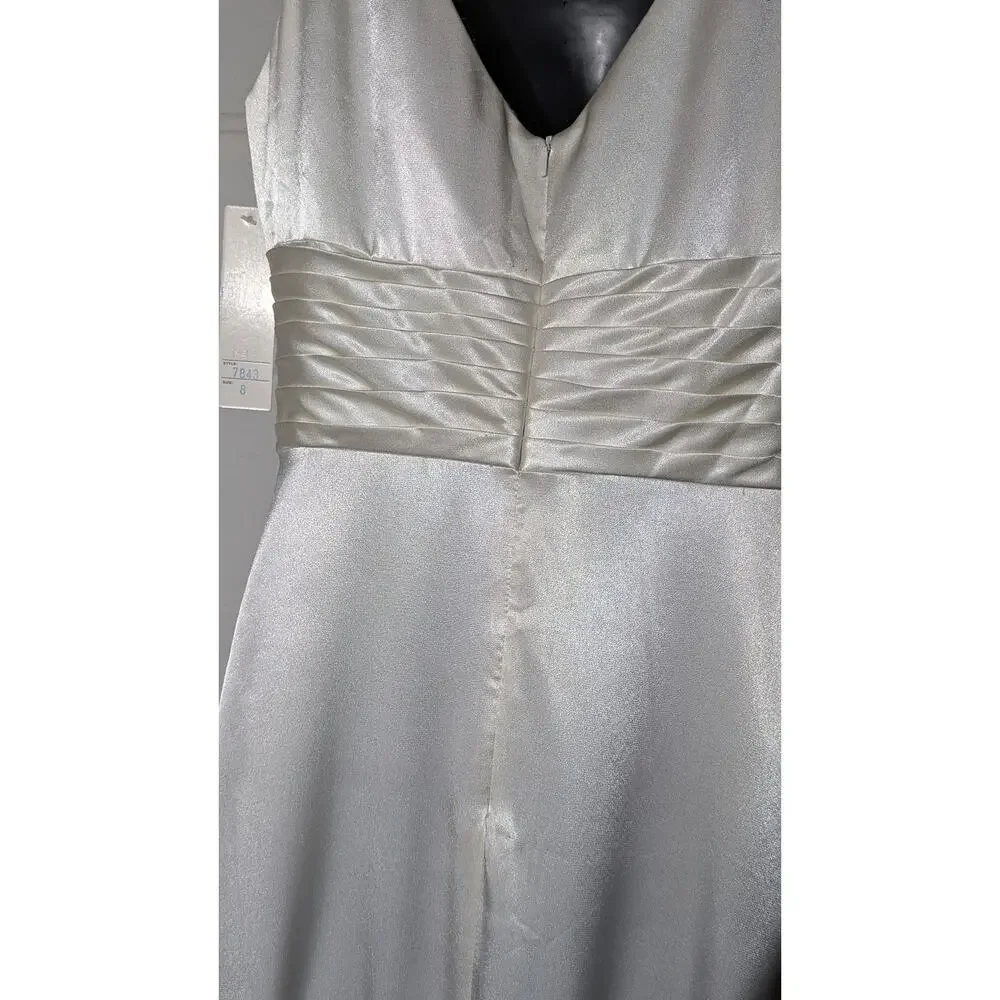 Scala Cream Satin Long Formal Evening Dress - Picture 4 of 8